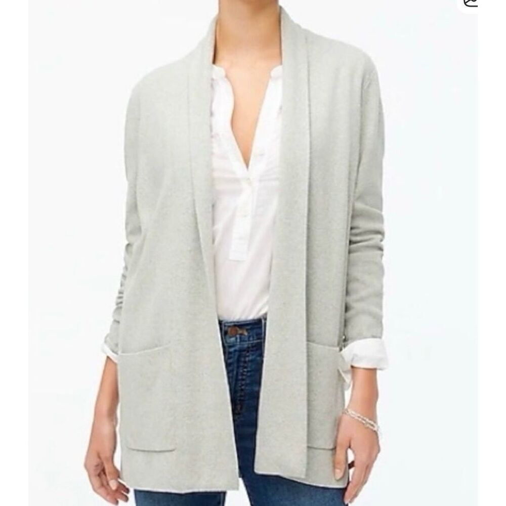 J.Crew 100% cotton Chelsea grey draped sweater jacket size petite medium